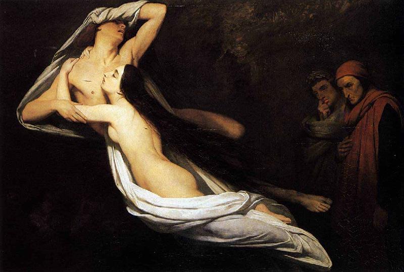 Ary Scheffer Francesca da Rimini and Paolo Malatesta appraised by Dante and Virgil Germany oil painting art